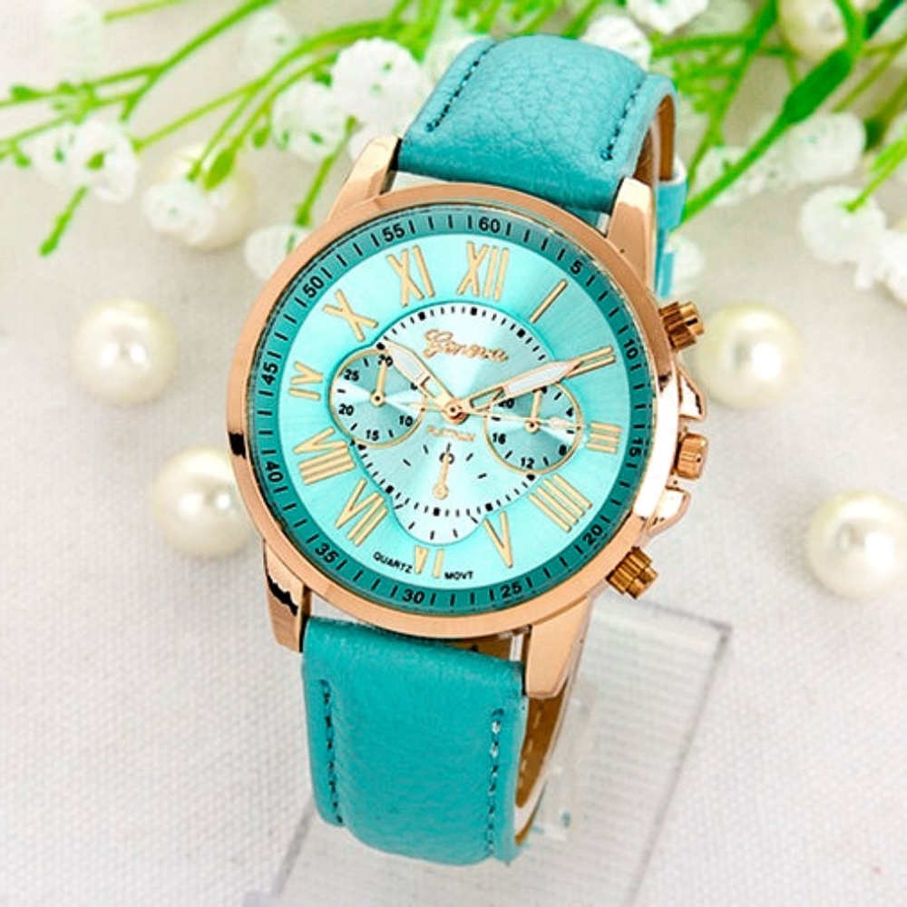 Turquoise Roman Numerals Analog Quartz Watch NWT - Picture 6 of 6